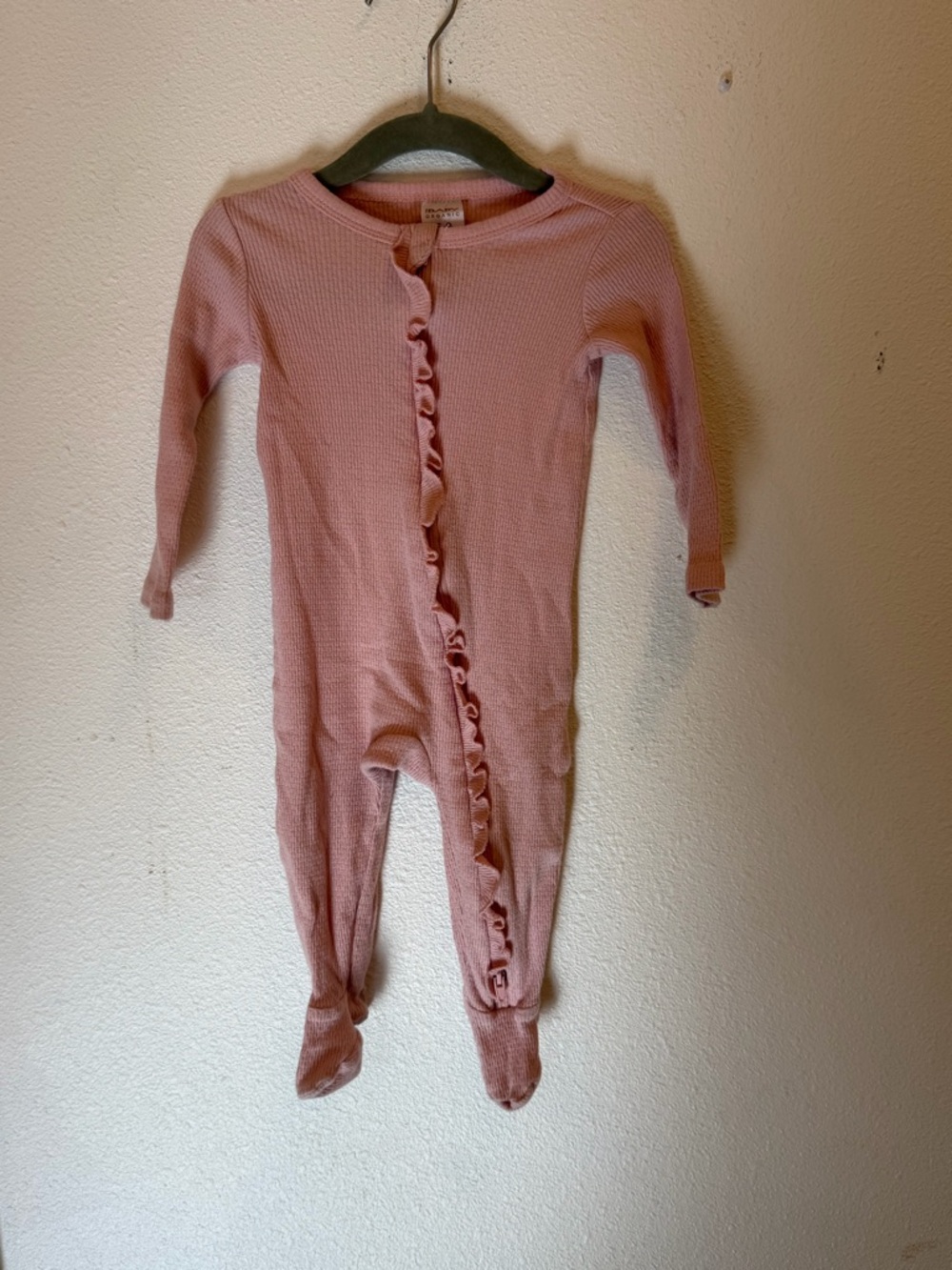 Cotton On Pink Ruffle-Trim Footie One-Piece